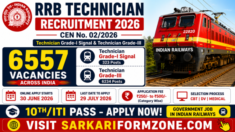 RRB Technician Recruitment 2026: Apply Online for 6557 Vacancies