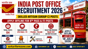 India Post Office Recruitment 2026 Skilled Artisan Group C Offline Form for 8th Pass and ITI Candidates