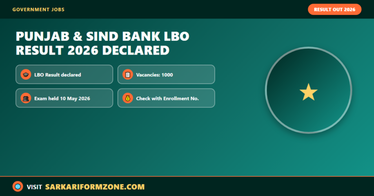 Punjab & Sind Bank LBO Result 2026 Declared